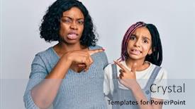  Presentation with forefinger - PPT layouts consisting of beautiful-african-american-mother background and a light blue colored foreground