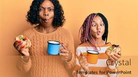  Presentation with pastries - Colorful slide set enhanced with beautiful-african-american-mother backdrop and a coral colored foreground