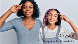  Presentation with thought - PPT theme featuring beautiful-african-american-mother background and a light blue colored foreground