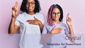  Presentation with chest - Slide deck consisting of beautiful-african-american-mother background and a light blue colored foreground