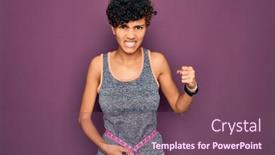  Presentation with tape measure - Audience pleasing slides consisting of beautiful-african-american-sporty-woman backdrop and a violet colored foreground