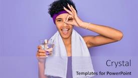  Presentation with eye glass - Theme featuring beautiful-african-american-sporty-woman background and a light blue colored foreground