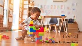  Presentation with kindergarten - Audience pleasing slide deck consisting of childcare - beautiful african american toddler playing backdrop and a coral colored foreground