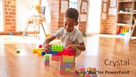  Presentation with building blocks - Colorful presentation design enhanced with beautiful-african-american-toddler-playing backdrop and a coral colored foreground