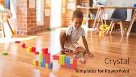  Presentation with wooden toy - Audience pleasing PPT layouts consisting of beautiful-african-american-toddler-playing backdrop and a coral colored foreground