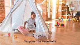  Presentation with kindergarten - Presentation theme with beautiful-african-american-toddler-playing background and a coral colored foreground