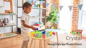  Presentation with cutlery food - Slide deck consisting of beautiful-african-american-toddler-playing background and a coral colored foreground