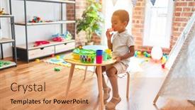  Presentation with cutlery food - Amazing theme having beautiful-african-american-toddler-playing backdrop and a coral colored foreground