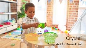  Presentation with cutlery food - PPT layouts consisting of beautiful-african-american-toddler-playing background and a coral colored foreground