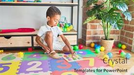  Presentation with maths - Slides with beautiful-african-american-toddler-playing background and a coral colored foreground