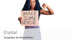  Presentation with noise - Beautiful presentation design featuring beautiful-african-american-woman-holding backdrop and a white colored foreground