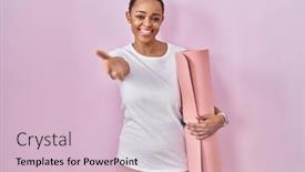  Presentation with hand palm - Presentation design having beautiful-african-american-woman-holding background and a lemonade colored foreground