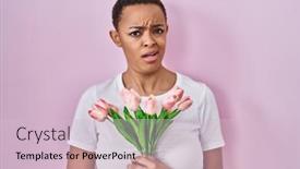  Presentation with pink flowers - Slide deck consisting of beautiful-african-american-woman-holding background and a lemonade colored foreground