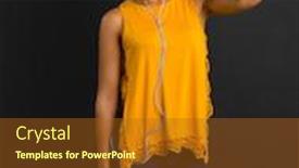  Presentation with american music - Colorful slide set enhanced with beautiful african american woman listen music and dancing backdrop and a tawny brown colored foreground