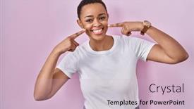  Presentation with african american dental - Slide deck featuring beautiful-african-american-woman-standing background and a soft green colored foreground