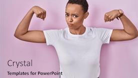  Presentation with proud american - Slide set with beautiful-african-american-woman-standing background and a lemonade colored foreground