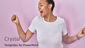  Presentation with american music - Presentation theme having beautiful-african-american-woman-standing background and a lemonade colored foreground