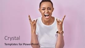  Presentation with rock star - Slide deck featuring beautiful-african-american-woman-standing background and a lemonade colored foreground