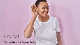  Presentation with hearing - Theme enhanced with beautiful-african-american-woman-standing background and a lemonade colored foreground