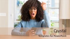  Presentation with african american in technology - Presentation design having beautiful african american woman using background and a  colored foreground