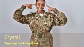  Presentation with great idea - Presentation theme with beautiful-african-american-woman-wearing background and a violet colored foreground