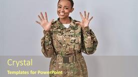  Presentation with army - Slide set enhanced with beautiful-african-american-woman-wearing background and a violet colored foreground