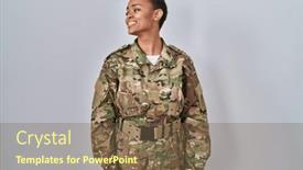  Presentation with army - PPT layouts enhanced with beautiful-african-american-woman-wearing background and a tawny brown colored foreground