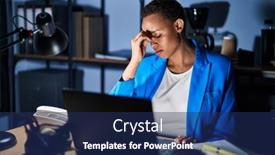  Presentation with working - PPT theme consisting of beautiful-african-american-woman-working background and a navy blue colored foreground