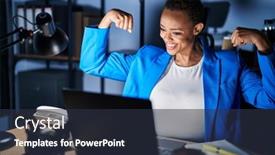  Presentation with proud american - Slide set with beautiful-african-american-woman-working background and a tawny brown colored foreground