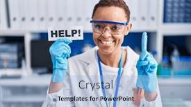  Presentation with african american woman question - Slide deck enhanced with beautiful-african-american-woman-working background and a light blue colored foreground