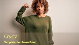  Presentation with muscle - Presentation design consisting of beautiful-african-american-woman background and a violet colored foreground