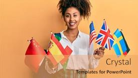  Presentation with student exchange - Slide set featuring beautiful-african-american-woman background and a yellow colored foreground