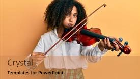 Presentation with classical - Audience pleasing slide set consisting of beautiful-african-american-woman backdrop and a coral colored foreground
