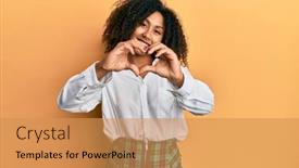  Presentation with american heart - Cool new PPT layouts with beautiful-african-american-woman backdrop and a yellow colored foreground