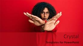  Presentation with afro - Beautiful PPT theme featuring beautiful-african-american-woman backdrop and a crimson colored foreground