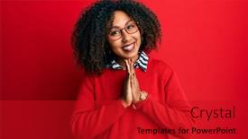  Presentation with praying hands - Presentation design consisting of beautiful-african-american-woman background and a crimson colored foreground