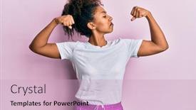  Presentation with proud american - Presentation design having beautiful-african-american-woman background and a soft green colored foreground