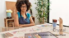  Presentation with afro - PPT theme consisting of beautiful-african-american-woman background and a soft green colored foreground