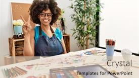  Presentation with afro - Presentation theme enhanced with beautiful-african-american-woman background and a lemonade colored foreground