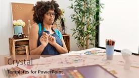  Presentation with afro - Slide deck enhanced with beautiful-african-american-woman background and a coral colored foreground