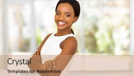  Presentation with african american women - Cool new presentation theme with beautiful african american woman backdrop and a coral colored foreground