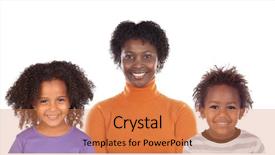  Presentation with black family - PPT theme featuring beautiful african family looking background and a coral colored foreground