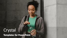  Presentation with african music - PPT theme enhanced with beautiful-african-girl-in-sportswear background and a dark gray colored foreground