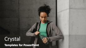  Presentation with african music - Presentation design consisting of beautiful-african-girl-in-sportswear background and a dark gray colored foreground