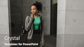  Presentation with african music - PPT theme having beautiful-african-girl-in-sportswear background and a dark gray colored foreground