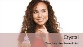  Presentation with birthday cake - Amazing slide set having beautiful african girl with birthday cake isolate on white backdrop and a coral colored foreground