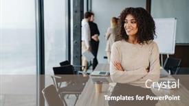  Presentation with smart - PPT layouts consisting of beautiful-african-smiling-young-smart background and a coral colored foreground