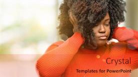  Presentation with african music - Cool new PPT layouts with beautiful-african-woman-covering-ears backdrop and a red colored foreground