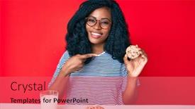  Presentation with chocolate milk - Beautiful PPT theme featuring beautiful-african-woman-drinking backdrop and a coral colored foreground