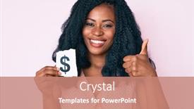  Presentation with dollar sign - Audience pleasing slide set consisting of beautiful-african-woman-holding-dollar backdrop and a coral colored foreground